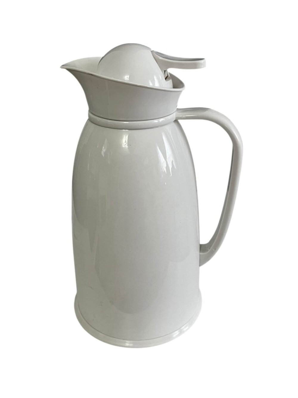 Mid-2000s White Glass-Lined Thermal Carafe Coffee Pitcher Hot Cold Beverage Serv
